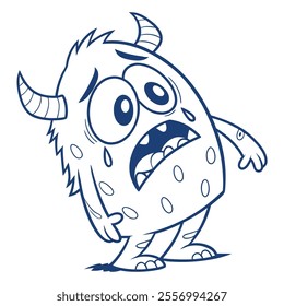 A cartoon monster with a surprised expression and small horns.