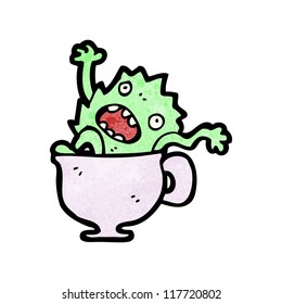 cartoon monster in tea cup