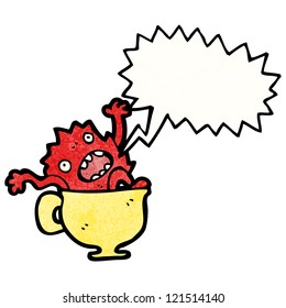 cartoon monster in tea cup