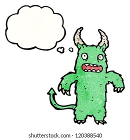 monstruo de dibujos animados con burbuja de pensamiento