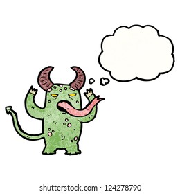 monstruo de dibujos animados con burbuja de pensamiento