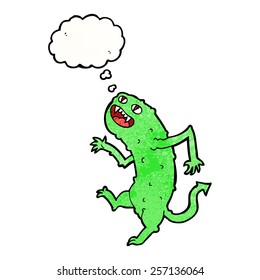 Cartoon-Monster mit Denkblase