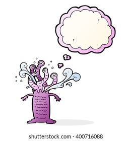 cartoon monster with thought bubble