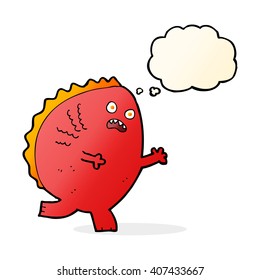 cartoon monster with thought bubble