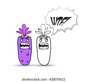 cartoon monster with thought bubble