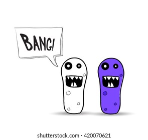 cartoon monster with thought bubble