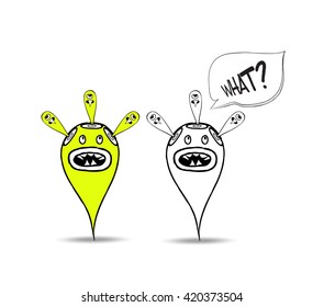 cartoon monster with thought bubble