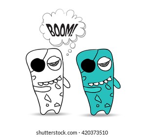 cartoon monster with thought bubble