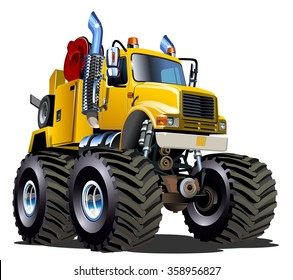 Cartoon Monster tow truck isolated on white background. Available EPS-10 vector format separated by groups and layers for easy edit