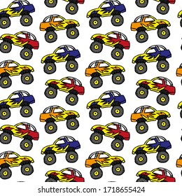 Cartoon monster tracks isolated on white background. Beautiful childish seamless pattern. Vector graphic illustration. Texture.