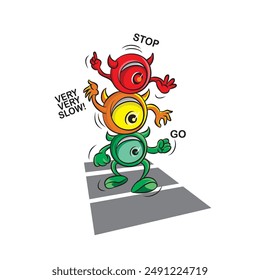 Cartoon monster traffic light for education