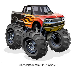 Cartoon Monster Truck. Available EPS-10 separated by groups and layers with transparency effects for one-click repaint.