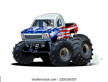 Cartoon Monster Truck. Available EPS-10 separated by groups and layers with transparency effects for one-click repaint