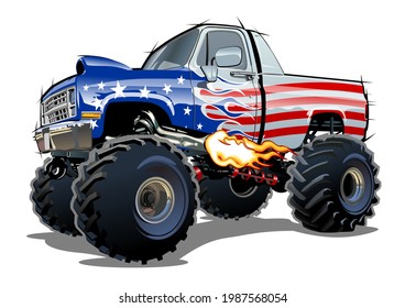 Cartoon Monster Truck. Available EPS-10 separated by groups and layers with transparency effects for one-click repaint