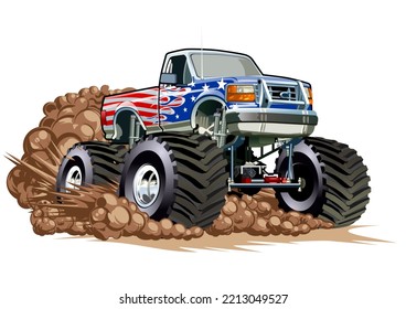 Cartoon Monster Truck. Available EPS-10 separated by groups and layers with transparency effects for one-click repaint