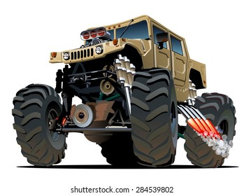 Cartoon Monster Truck. Available EPS-10 vector formats separated by groups and layers with transparency effects for one-click repaint
