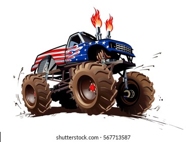 Cartoon Monster Truck. Available EPS-10 separated by groups and layers with transparency effects for one-click repaint