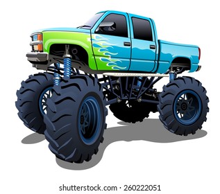 Cartoon Monster Truck EPS-10 with transparency effects for one-click repaint