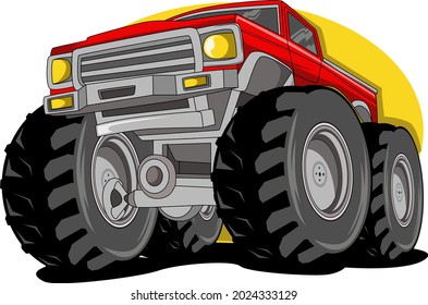 cartoon monster truck illustration car