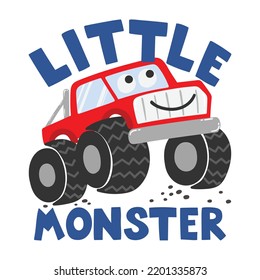 CARTOON MONSTER TRUCK ILLUSTRATION VECTOR