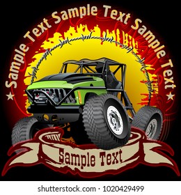 Cartoon Monster Truck. One-click repaint. Available EPS-10 vector formats separated by groups and layers for easy edit