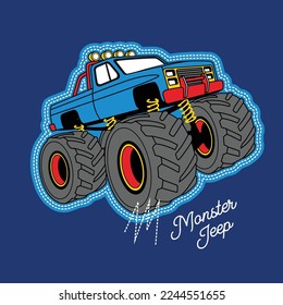 Cartoon Monster Truck style. Extreme Sports