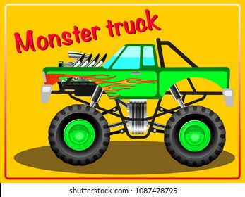 Cartoon Monster Truck. Vector Illustration clip art