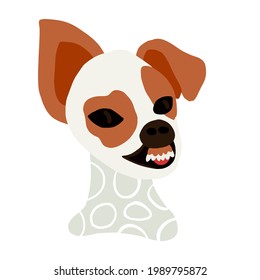 cartoon monster ugly dog, childish drawing, round bone body, strange puppy animal, different clip art isolated on white background