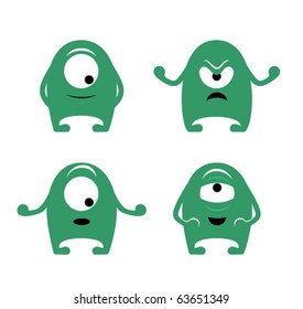 Cartoon monster in various poses