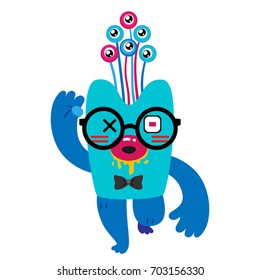 Cartoon monster, vector character, isolated object on white background, children's illustration.
