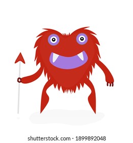 cartoon monster vector, furry valentine monster with simple and cute design on white background