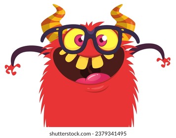 Cartoon monster wearing eyeglasses. Vector illustration