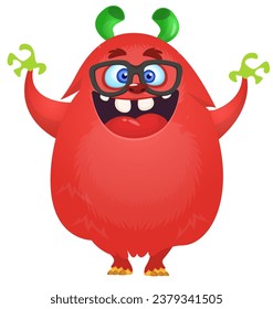Cartoon monster wearing eyeglasses. Vector illustration