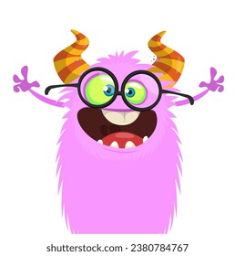 Cartoon monster wearing eyeglasses. Vector illustration