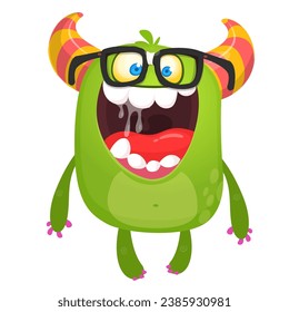 Cartoon monster wearing eyeglasses. Vector illustration