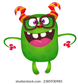 Cartoon monster wearing eyeglasses. Vector illustration