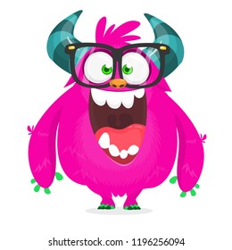 Cartoon monster wearing glasses. Vector illustration isolated