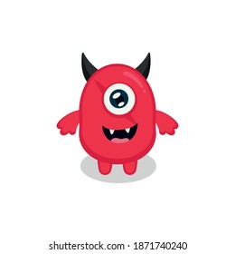 Cartoon monster wearing glasses. Vector illustration of smart monster. Children party decoration or print design