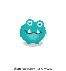 Cartoon monster wearing glasses. Vector illustration of smart monster. Children party decoration or print design