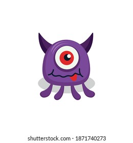 Cartoon monster wearing glasses. Vector illustration of smart monster. Children party decoration or print design