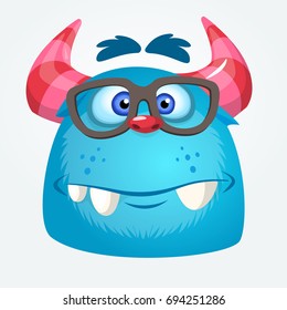 Cartoon monster wearing glasses. Vector illustration of bigfoot sasquatch. Halloween design