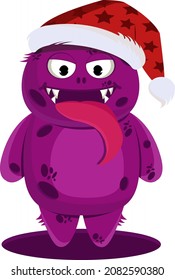 cartoon monster wearing a santa hat