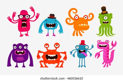 Cartoon Monsters Or Bogeyman Set. Vector Illustration