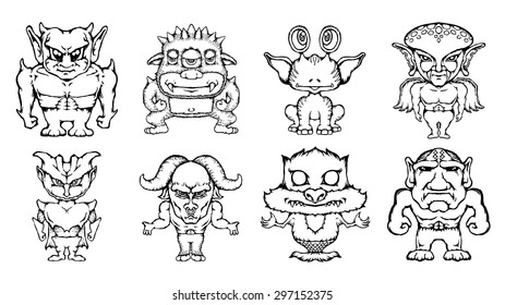 Cartoon monsters. Drawing vector clipart