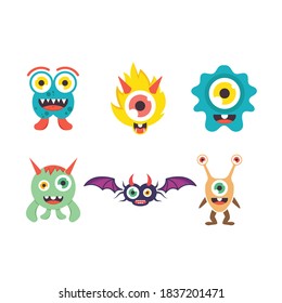 cartoon monsters mascot icon vector illustration design template web