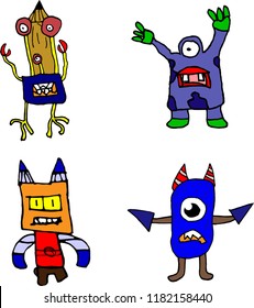 Cartoon Monsters on white background