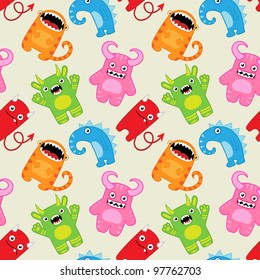 Cartoon monsters seamless pattern