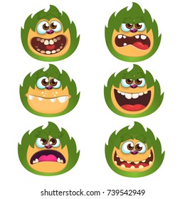 Cartoon Monsters set for Halloween. Vector set of cartoon monsters isolated. Design for print, party decoration, t-shirt, illustration, emblem or sticker