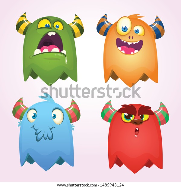 Cartoon Monsters Set Halloween Vector Set Stock Vector Royalty Free Shutterstock