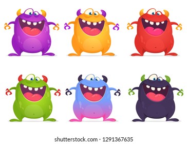 Cartoon monsters set. Set of cartoon monsters isolated.